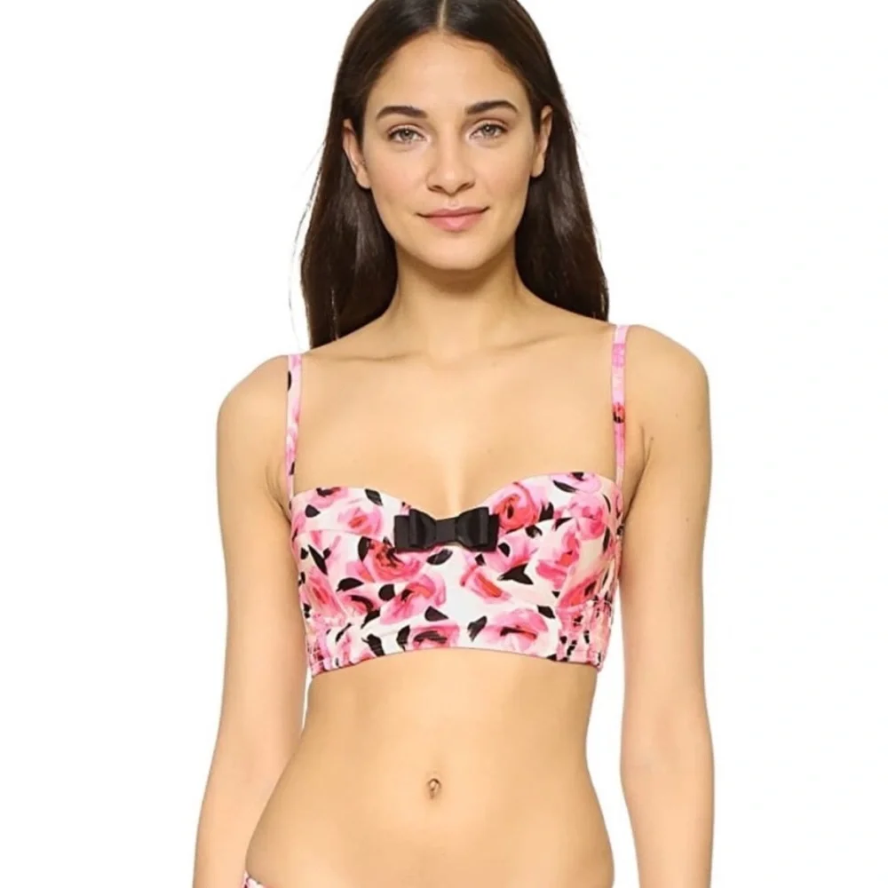 Kate Spade Swimsuit Top New York Bay of Roses Bikini Top Corset Style Bow